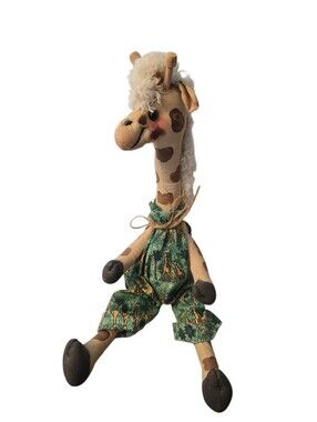 Vintage Plush Giraffe Moveable Arms and Legs Decorative Shelf Sitter 14"